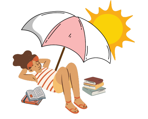 fille-couchee-sous-un-parasol-entoure-de-livres